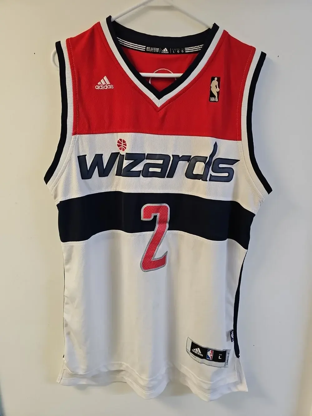 John Wall Adidas Washington Wizards #2 Stitched Jersey Size L +2 length NBA